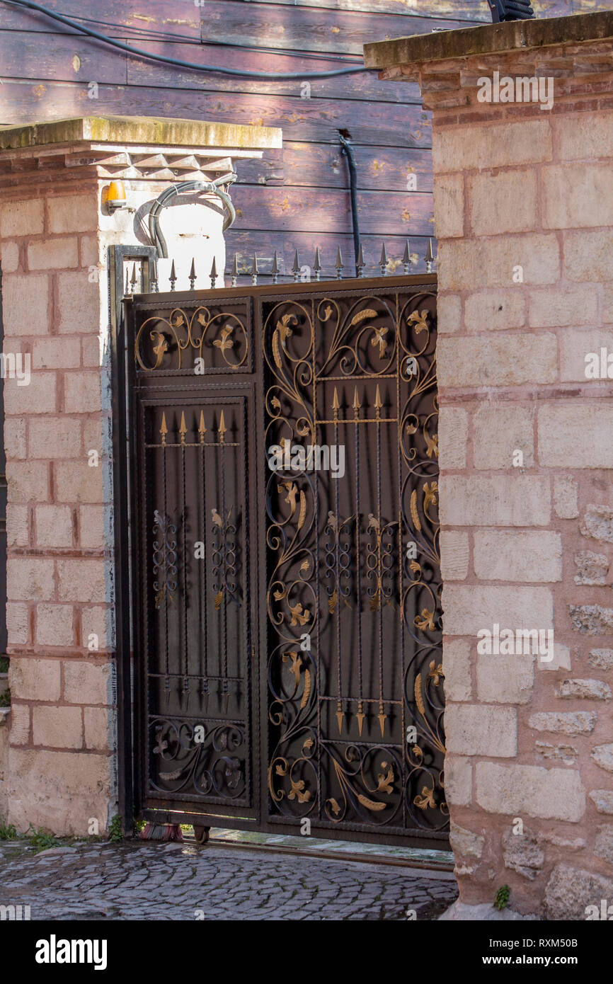 Wrought iron works add identity and visual value to otherwise not so important building details. Stock Photo