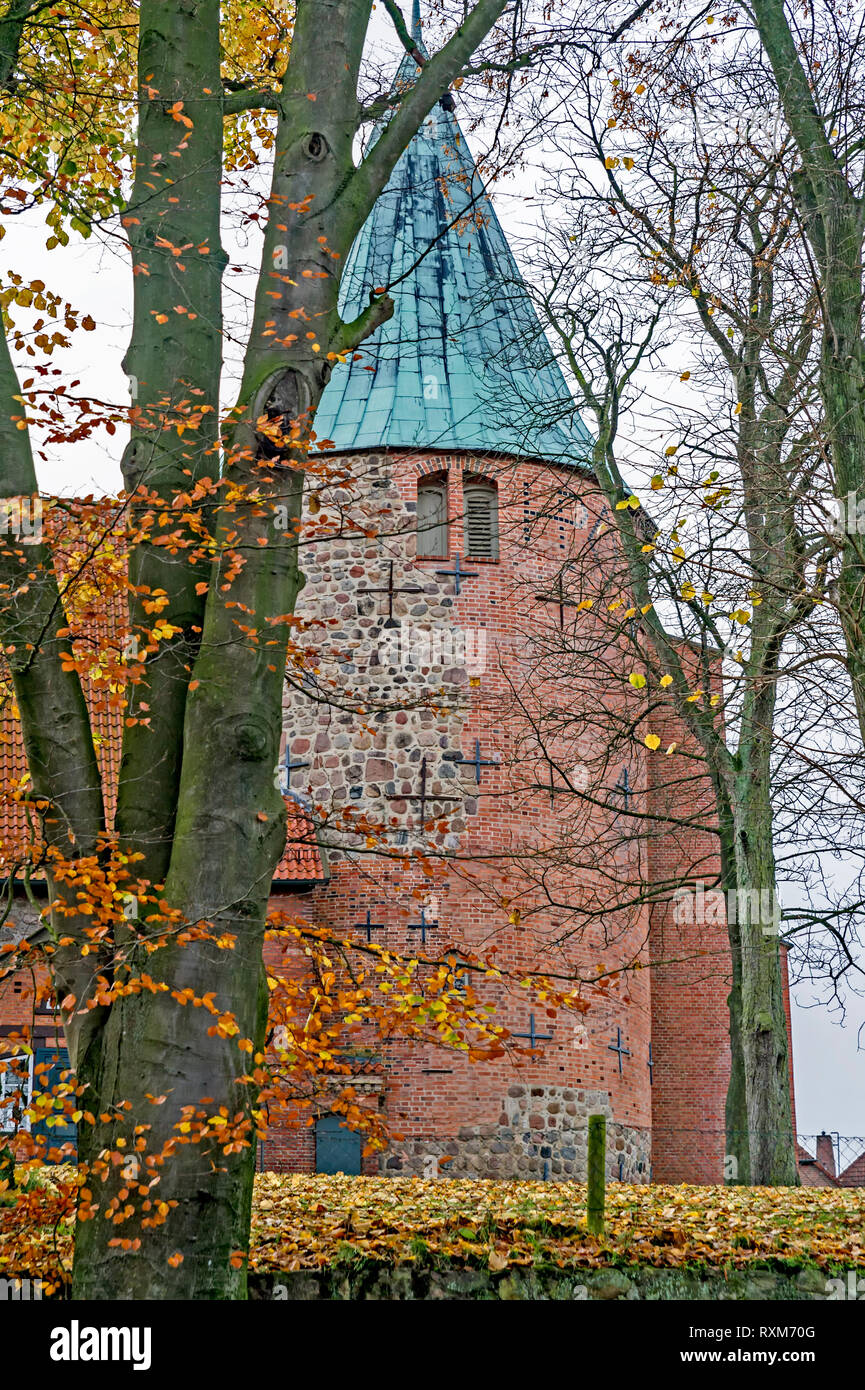 St. Johannes Church in Salzhausen, Germany; St. Johannes der Täufer - Kirche in Salzhausen, Lüneburger Heide Stock Photo