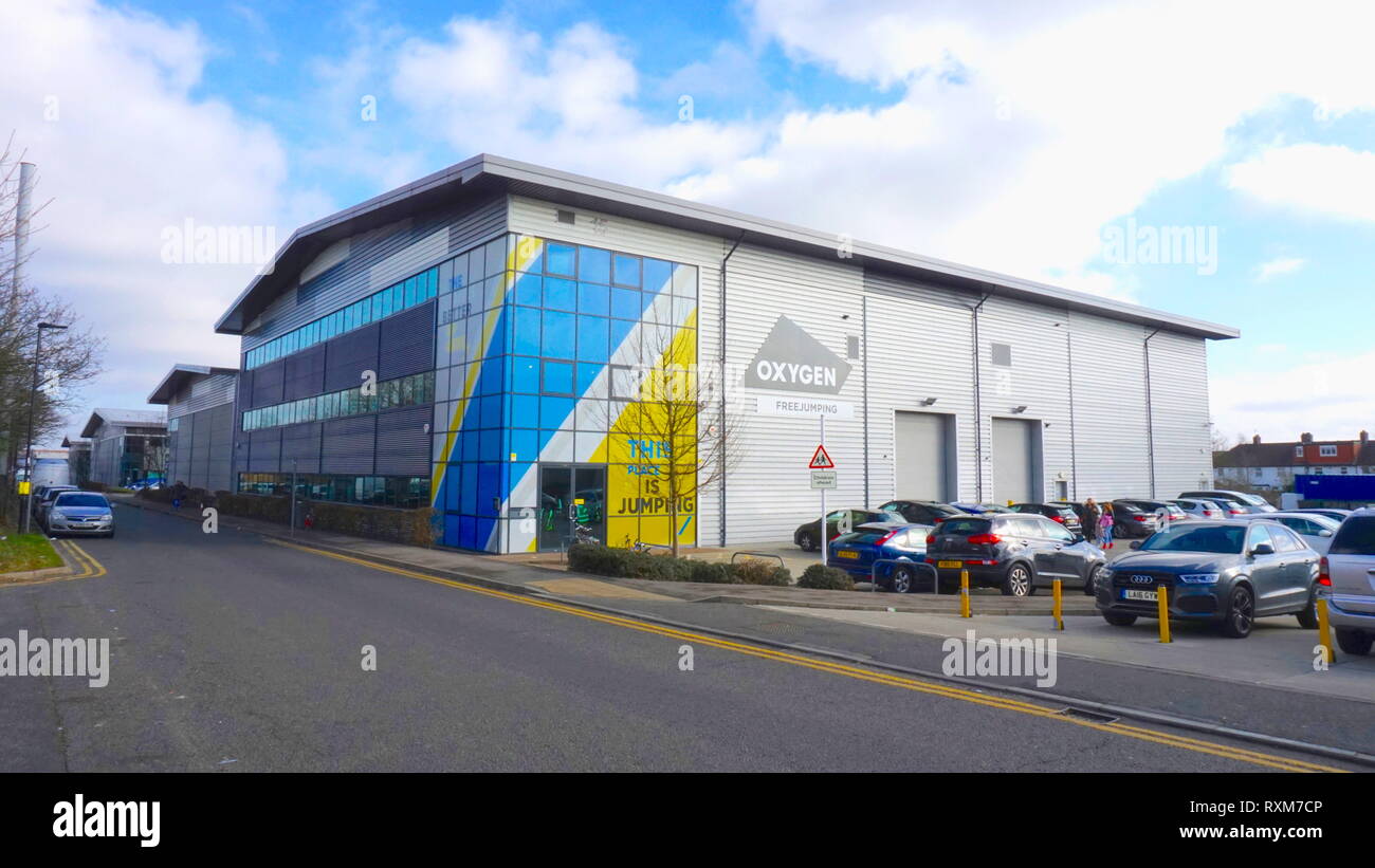 Oxygen Freejumping trampoline Acton West London United Kingdom Stock Photo Alamy