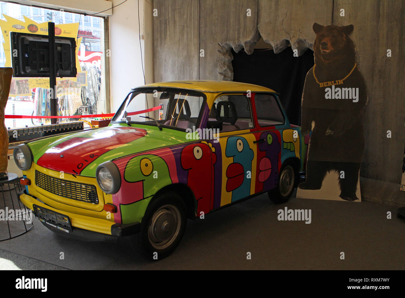 German Trabant car on show in Berlin shop Stock Photo