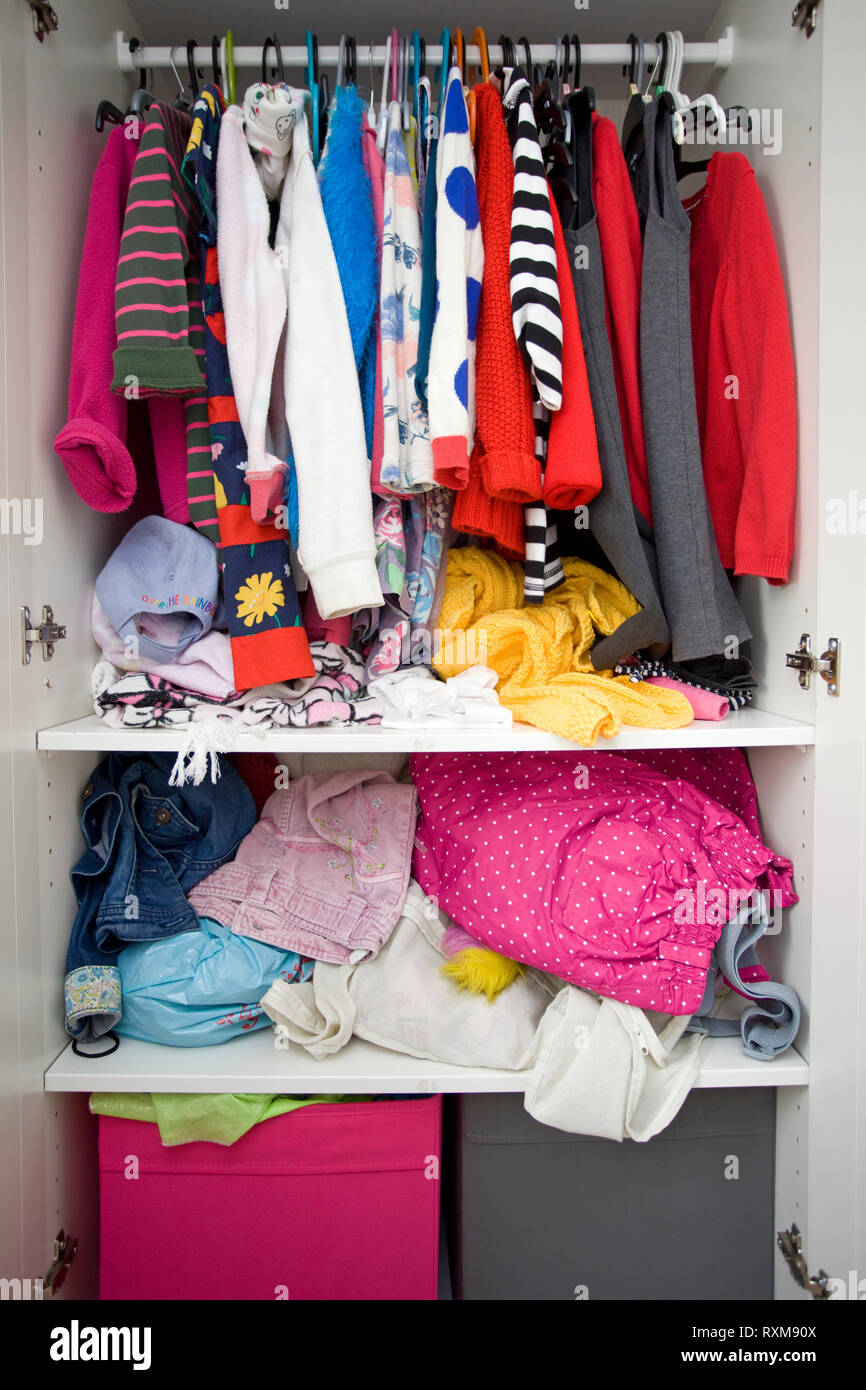 interior of childs wardrobe Stock Photo