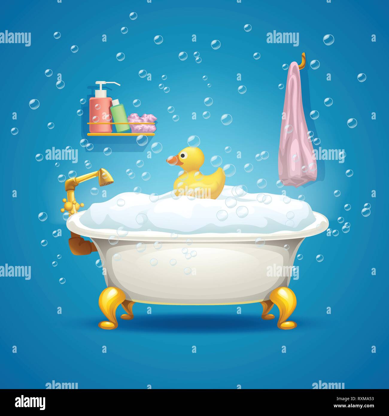 bathtub with bubbles clipart