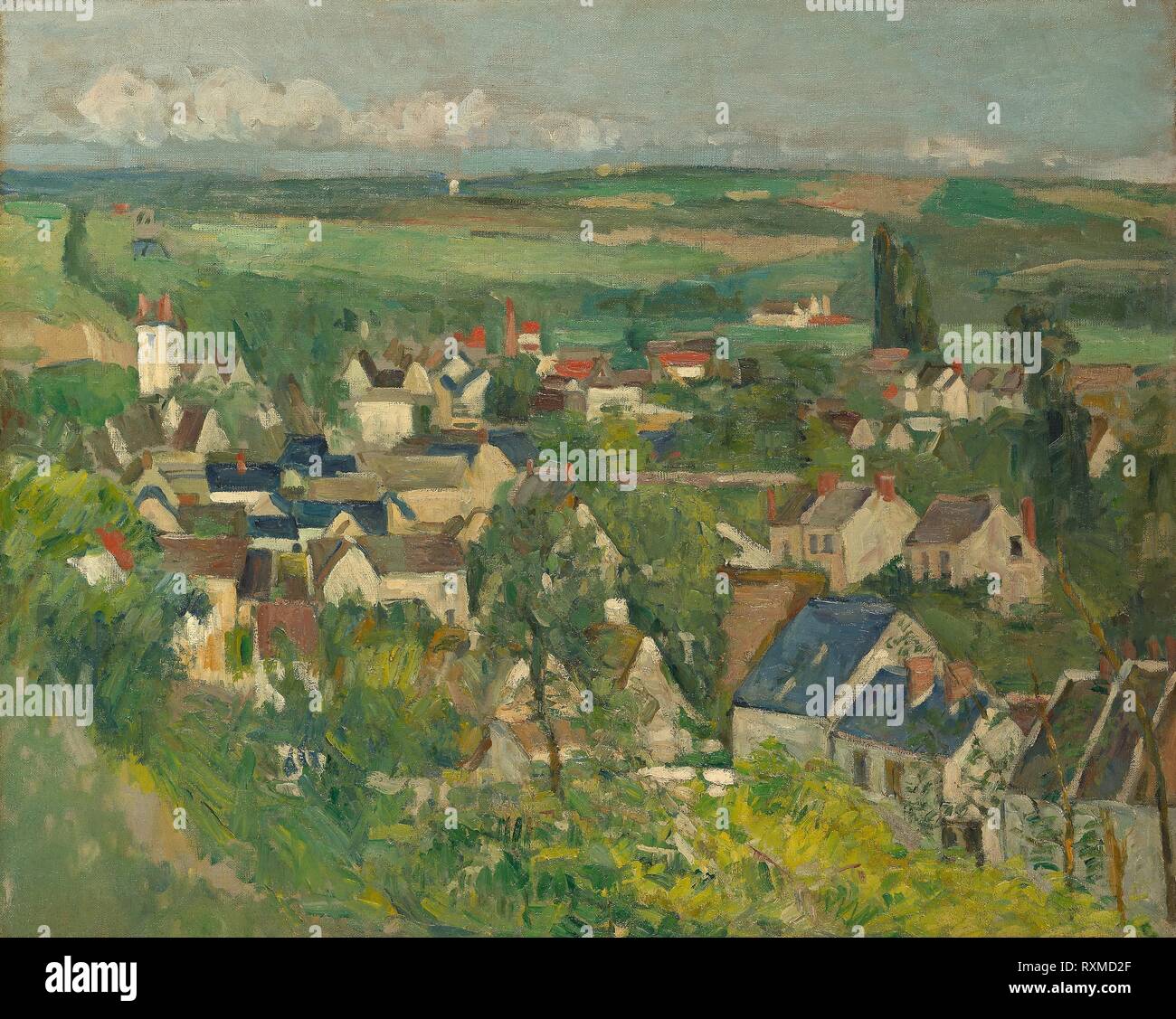 Auvers, Panoramic View. Paul Cézanne; French, 1839-1906. Date: 1873-1875. Dimensions: 25 5/8 × 32 in. (65.2 × 81.3 cm). Oil on canvas. Origin: France. Museum: The Chicago Art Institute. Stock Photo