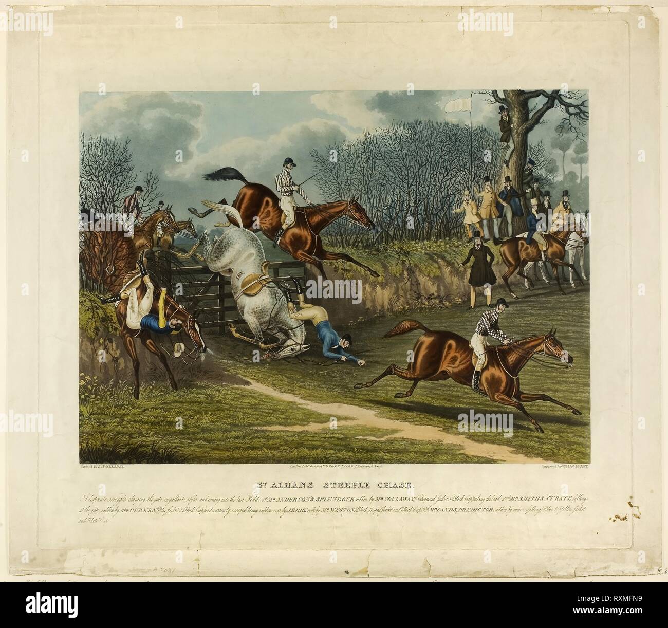 Saint Albans Steeplechase Charles Hunt English 1803 1877 After James Pollard English 1797 1867 Date 1837 Dimensions Aquatint On Paper Origin England Museum The Chicago Art Institute Stock Photo Alamy