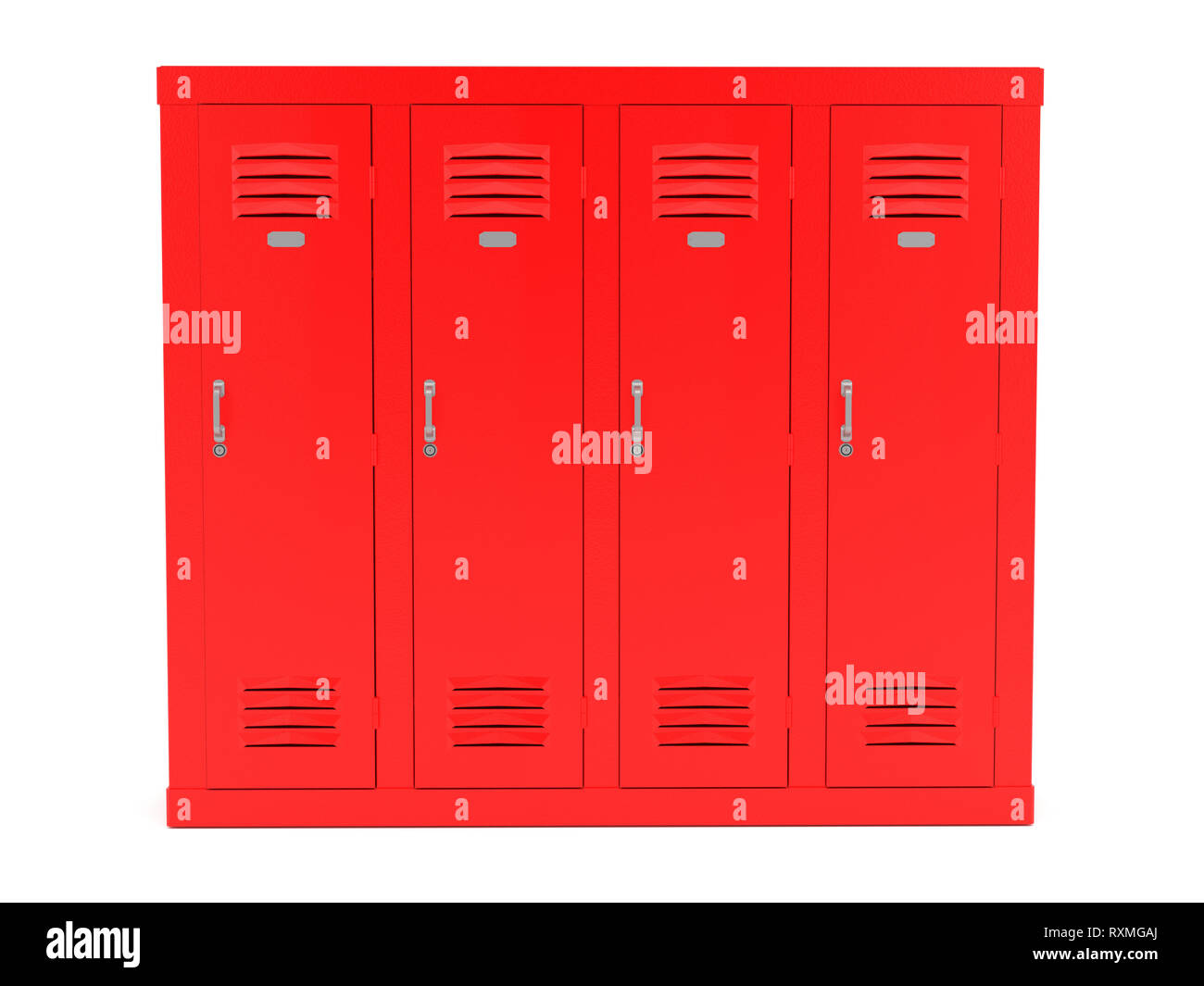 Red lockers. Front view. 3d rendering illustration isolated Stock Photo Alamy
