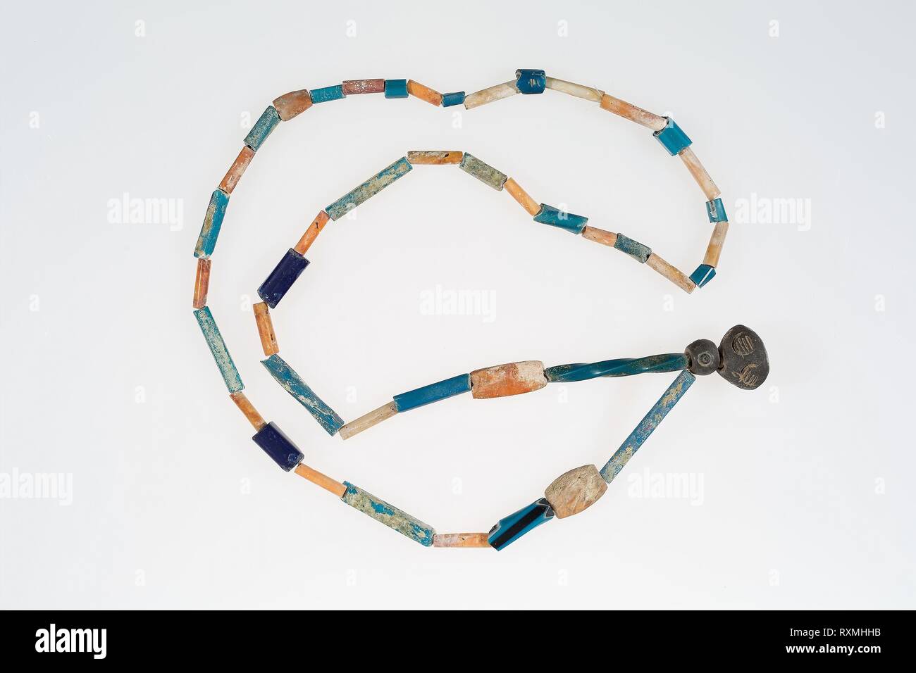 Necklace Strung with Indigenous and Imported Beads. Chancay and Colonial Peru; Probably central coast, Peru. Date: 1000-1600. Dimensions: L. 44.5 cm (17 1/2 in.). Glass, shell, and ceramic with string. Origin: Central Coast. Museum: The Chicago Art Institute. Stock Photo