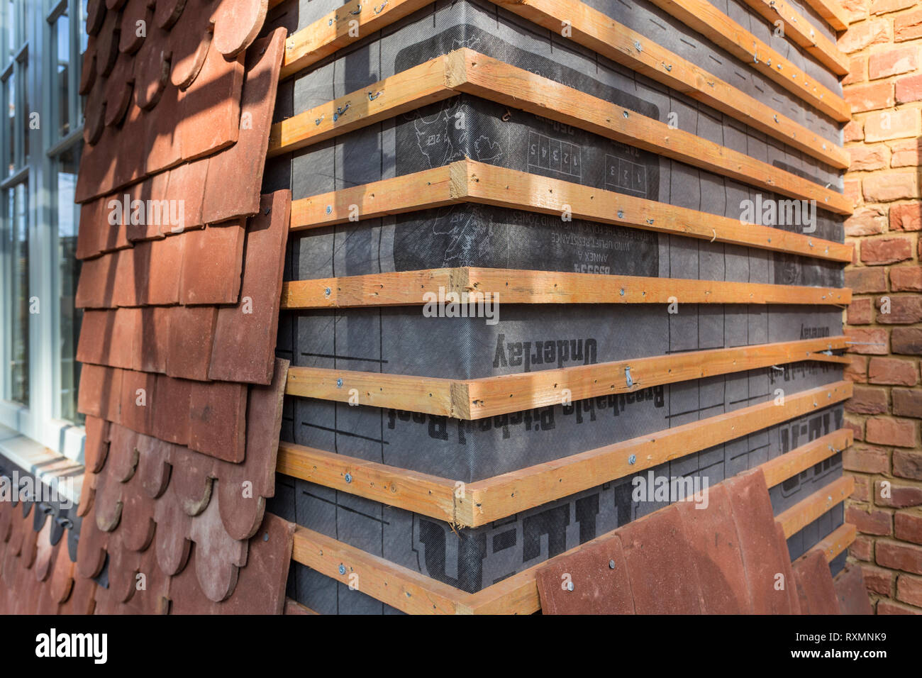 Vertical Wall Hanging Exterior Clay Tiles Stock Photo Alamy
