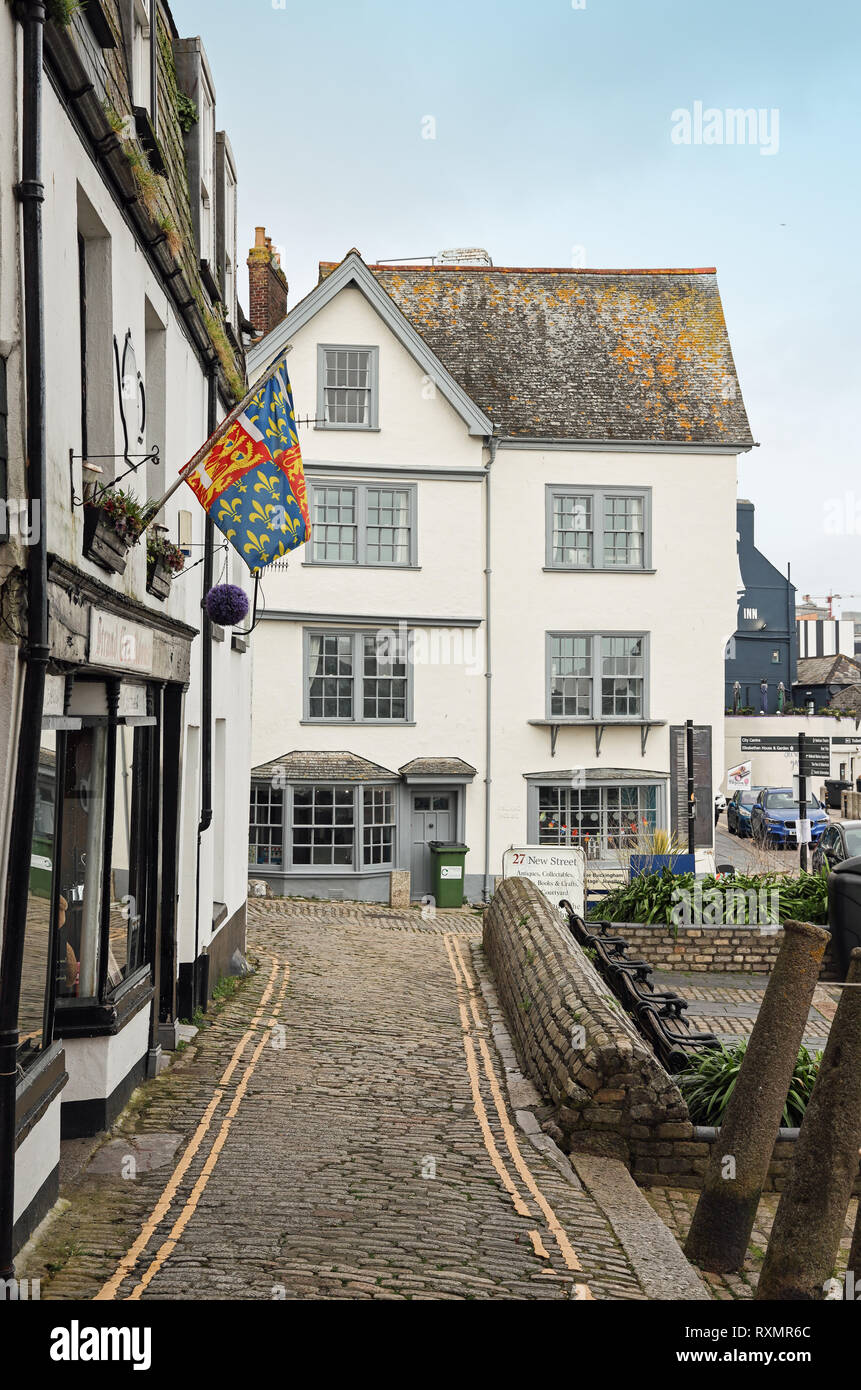 Island House, Southside Street, Plymouth   historic Tudor building Stock Photo