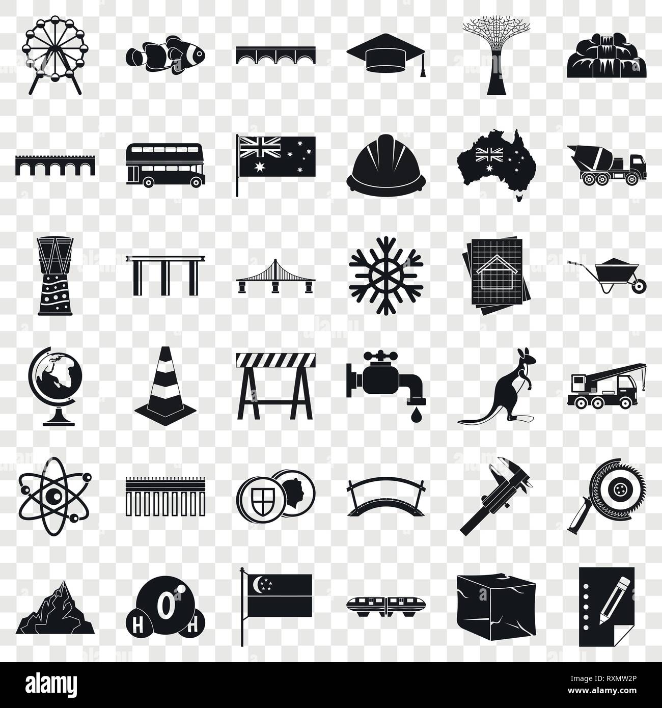 City bridge icons set, simple style Stock Vector