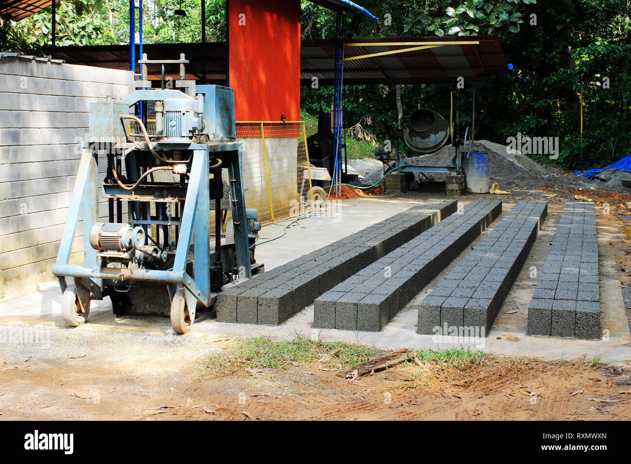 Concrete Block laid at the block premises Stock Photo