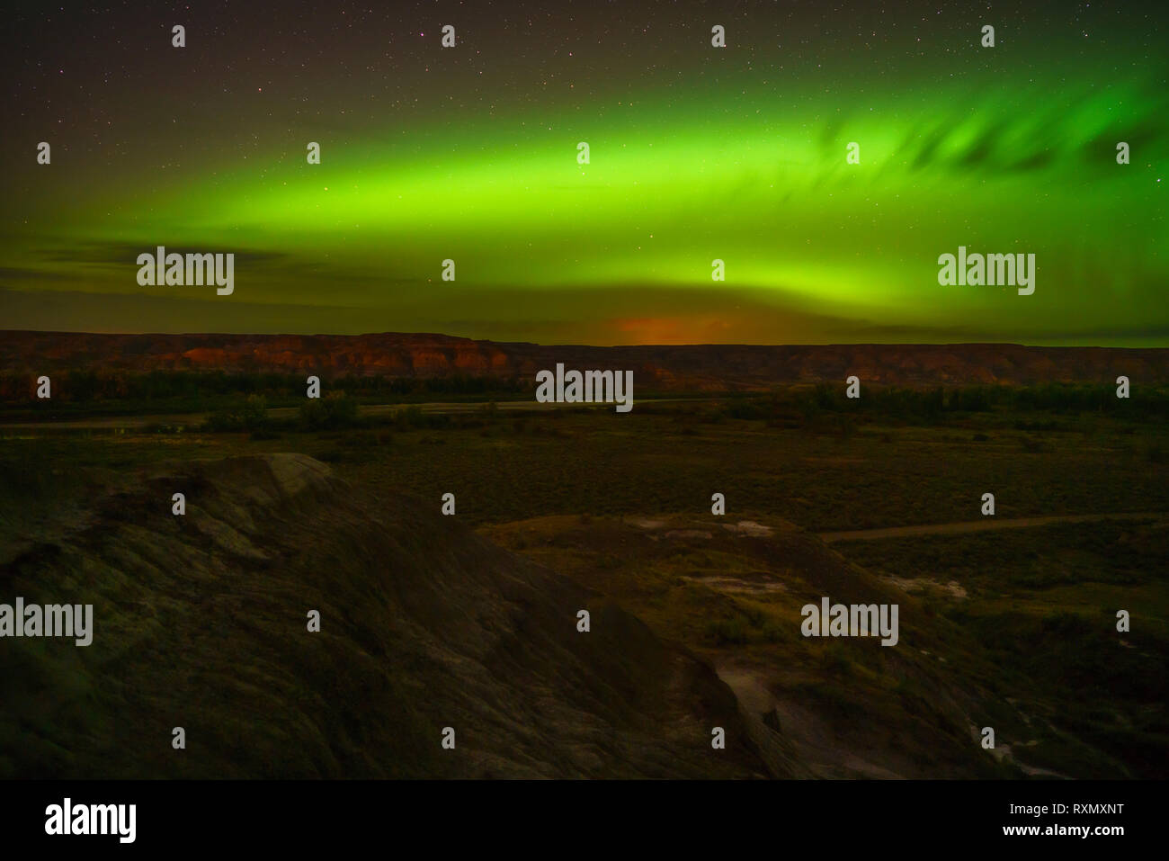 Northern Lights In The Badlands Dinosaur Provincial Park Alberta