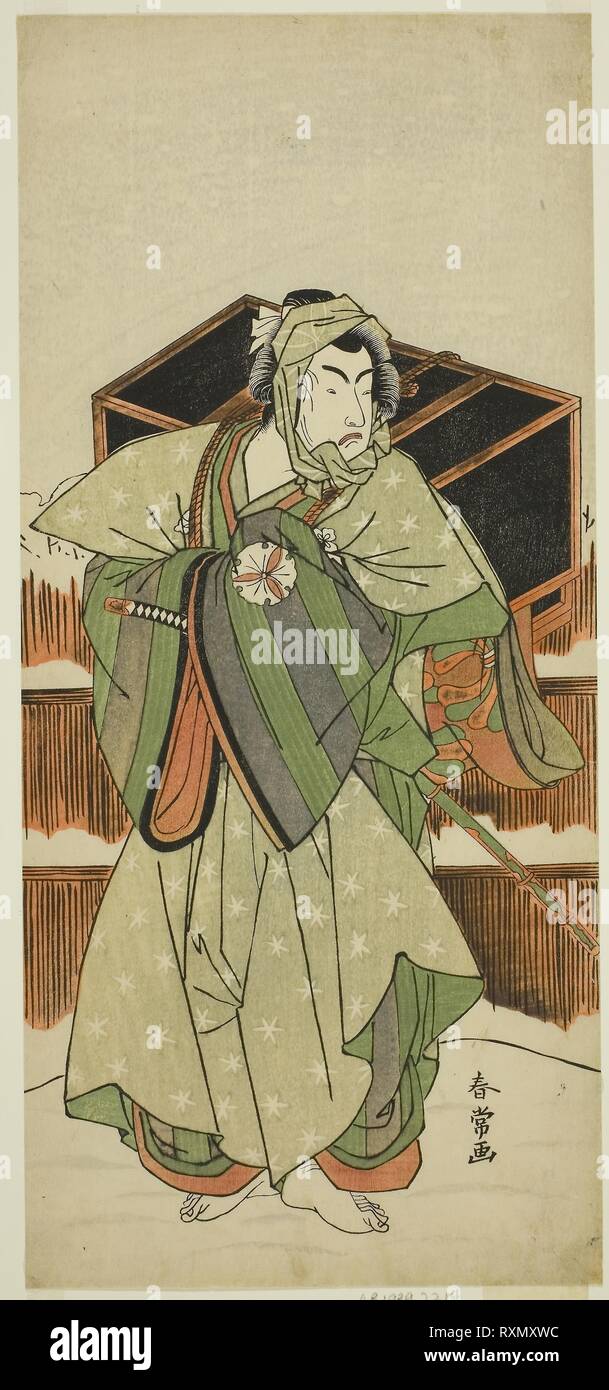 The Actor Matusmto Koshiro IV as Ise no Saburo Disguised as Mizoro no Sabu in the Play Mure Takamatsu Yuki no Shirahata, Performed at the Ichimura Theater in the Eleventh Month, 1780. Katsukawa Shunjo; Japanese, died 1787. Date: 1775-1785. Dimensions: 32.2 x 14.5 cm (12 11/16 x 5 11/16 in.). Color woodblock print; hosoban. Origin: Japan. Museum: The Chicago Art Institute. Stock Photo
