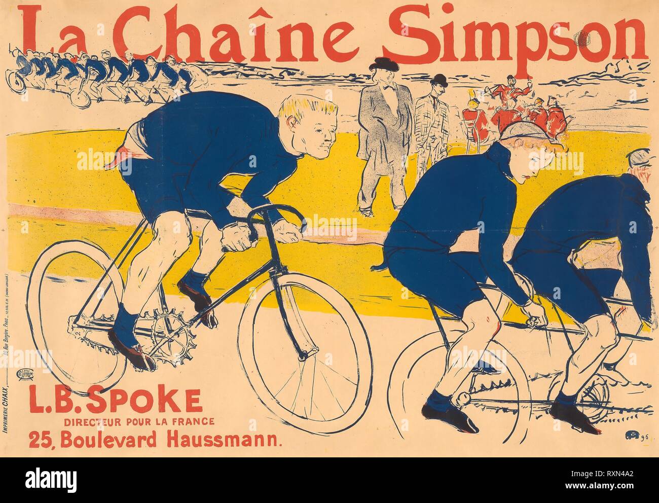 The Simpson Chain. Henri de Toulouse-Lautrec; French, 1864-1901. Date: 1896. Dimensions: 815 × 1,190 mm (image); 852 × 1,230 mm (sheet, sight). Color brush and spatter lithograph (poster) on tan wove paper with lettering by another hand. Origin: France. Museum: The Chicago Art Institute. Stock Photo