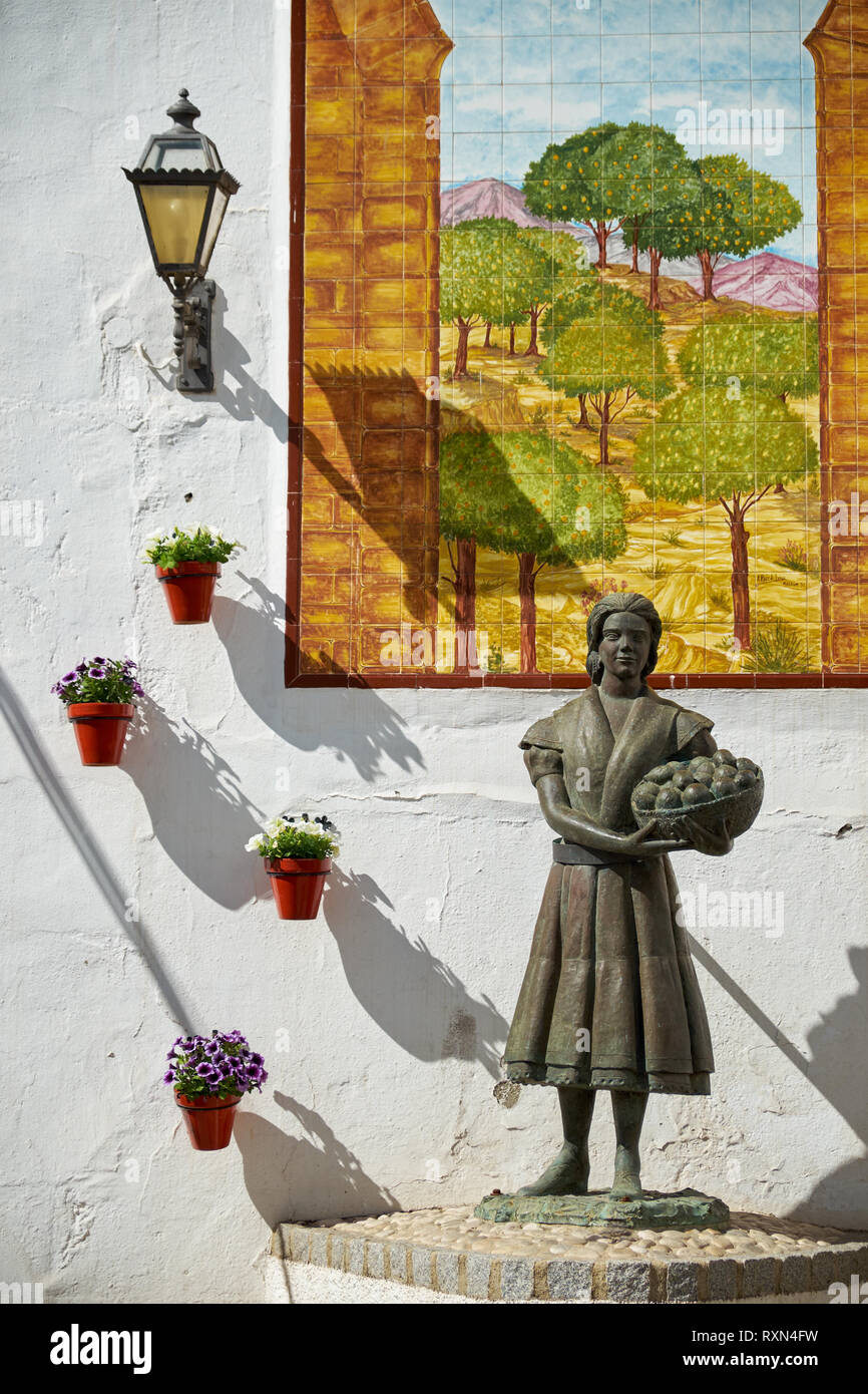 Homage to the worker woman (Homenaje a la faenera). Älora, Málaga province, Andalusia, Spain. Stock Photo