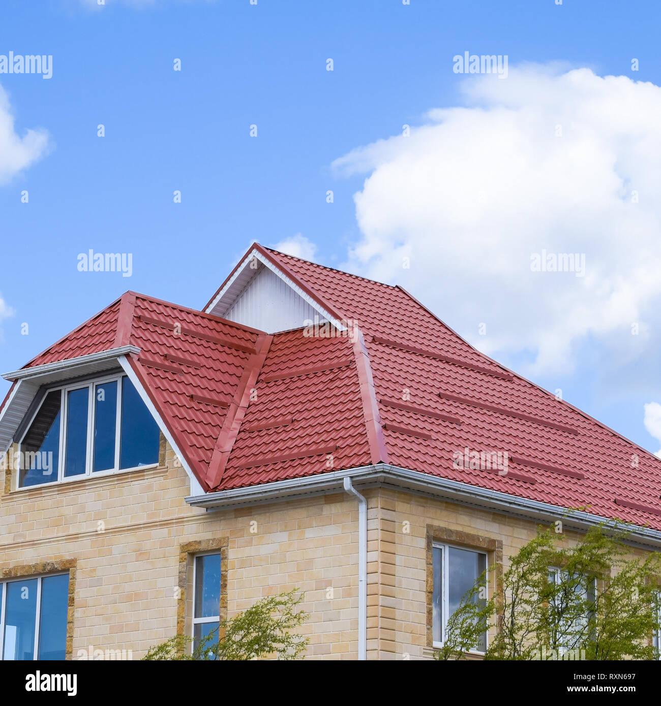 Roof metal sheets. Modern types of roofing materials Stock Photo - Alamy