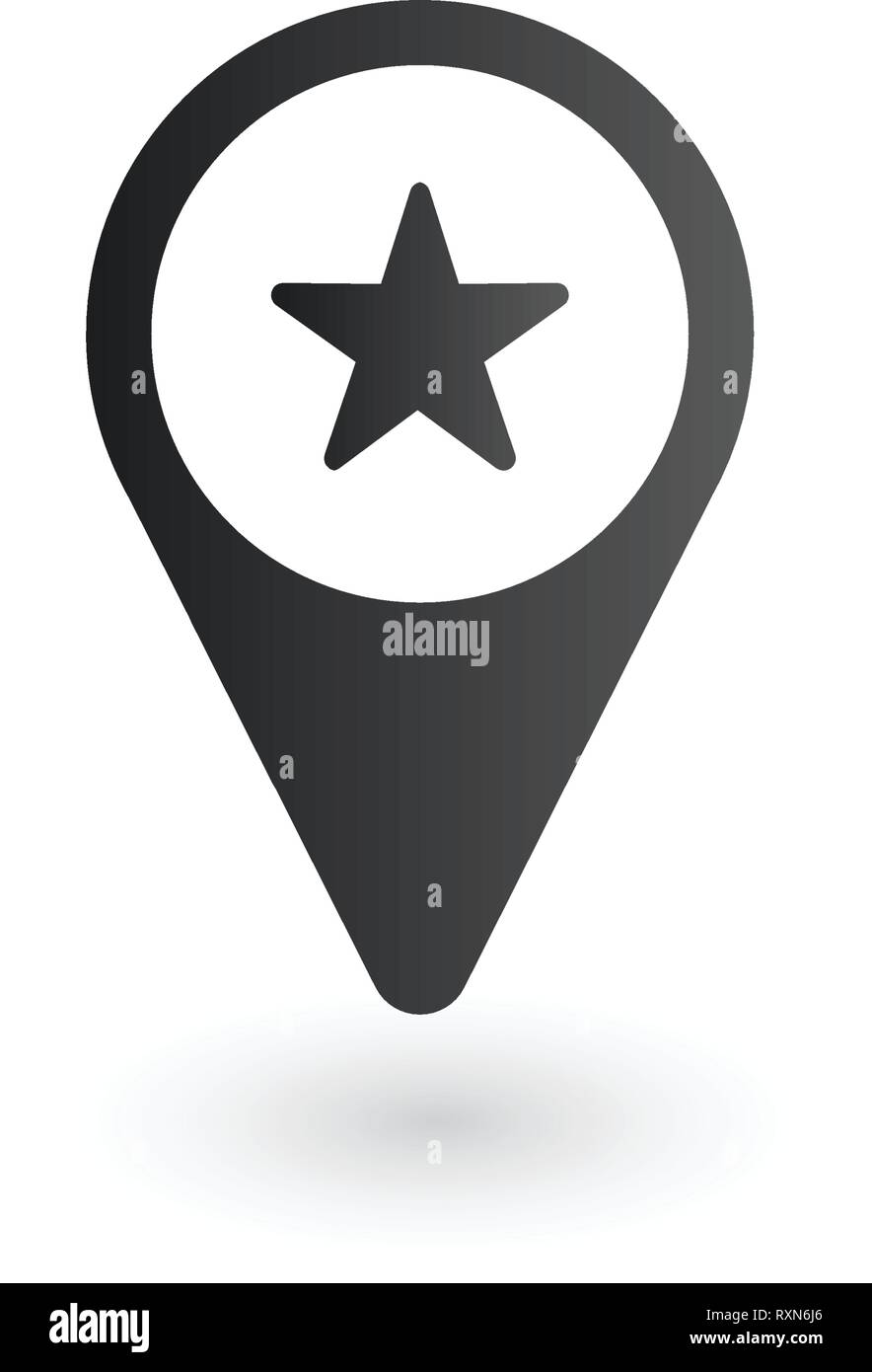 Location Pin with star. Map label or pointer for navigation. Vector