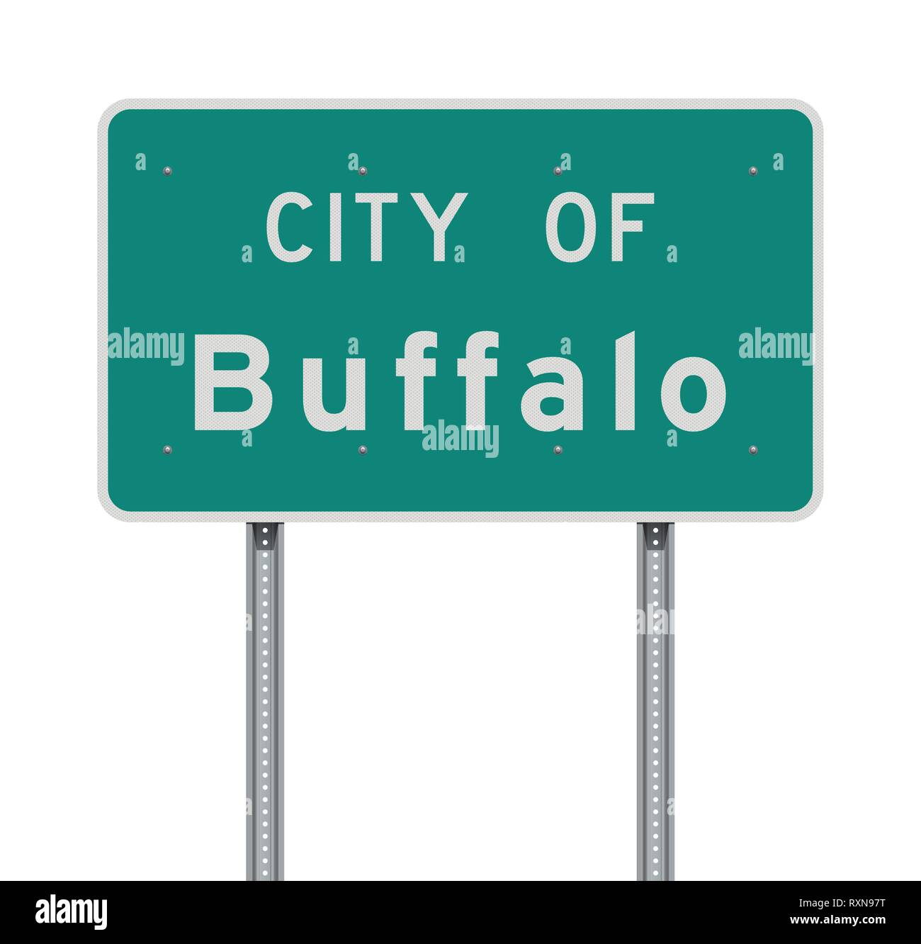 Vector illustration of the City of Buffalo green road sign Stock Vector