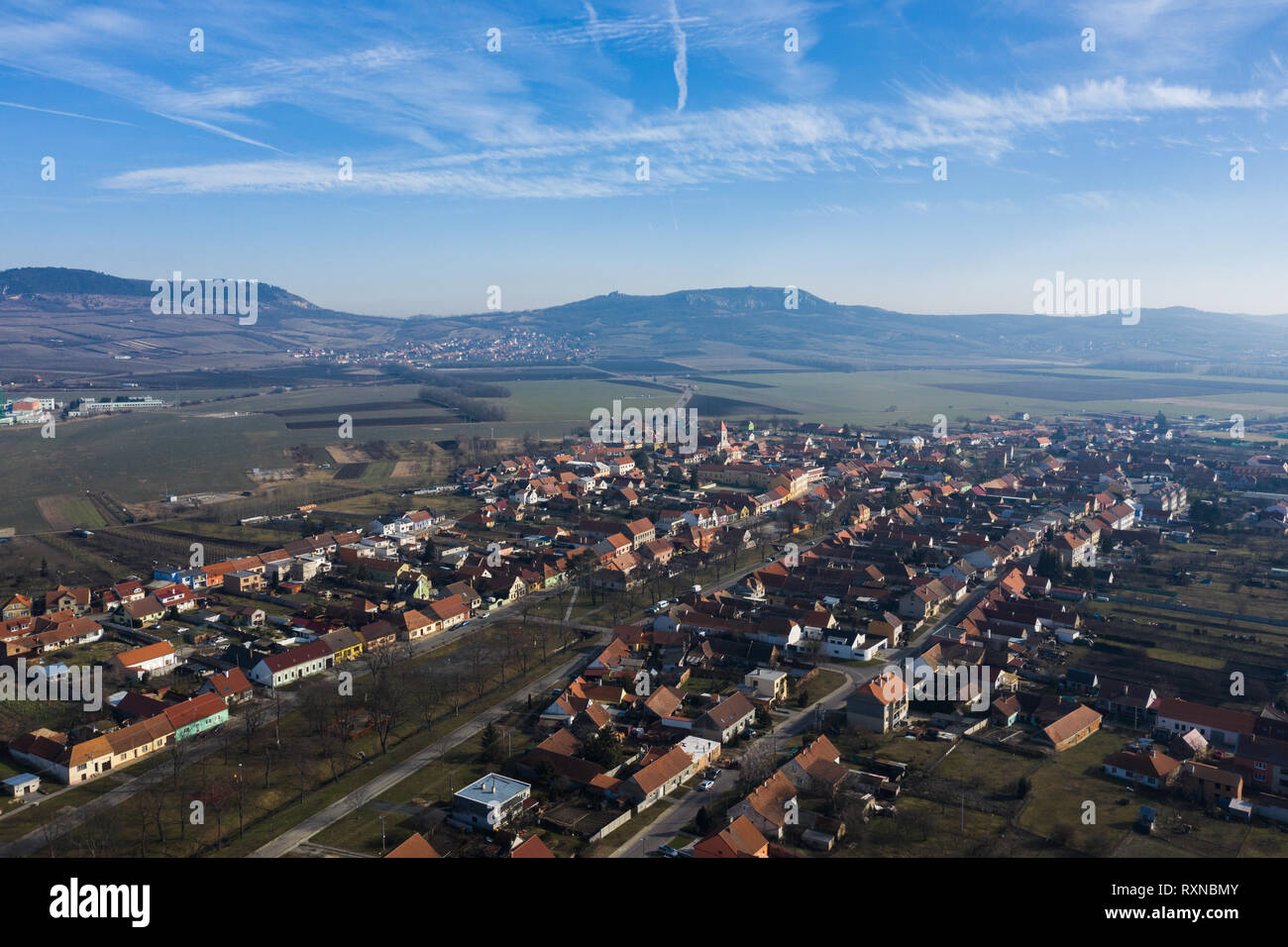 Village scene from the air hi-res stock photography and images - Alamy