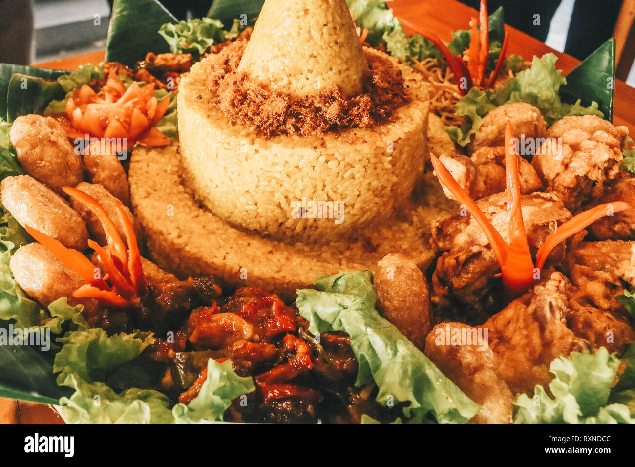 Traditional Indonesian Cuisine Nasi Tumpeng for Celebration Stock Photo ...