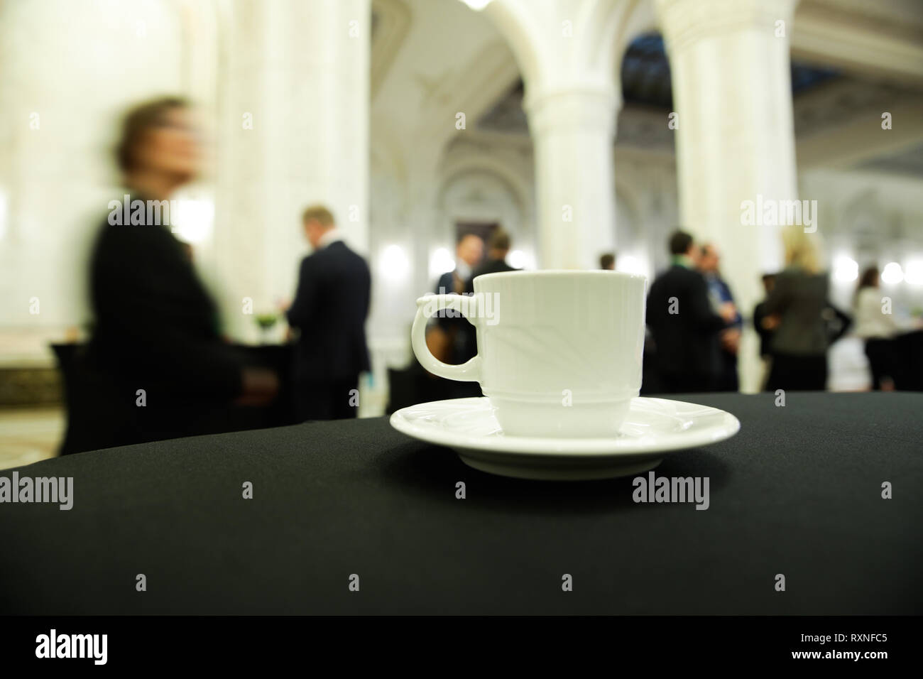 Details with the lonely flag of the United Kingdom during a conference of European Union officials Stock Photo