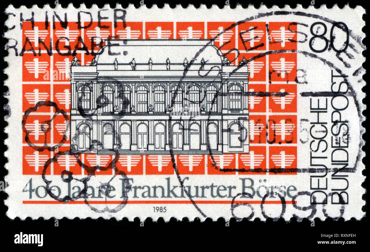 Postage stamp from the Federal Republic of Germany in the 400th Anniv. of Frankfurt Stock Exchange series issued in 1985 Stock Photo