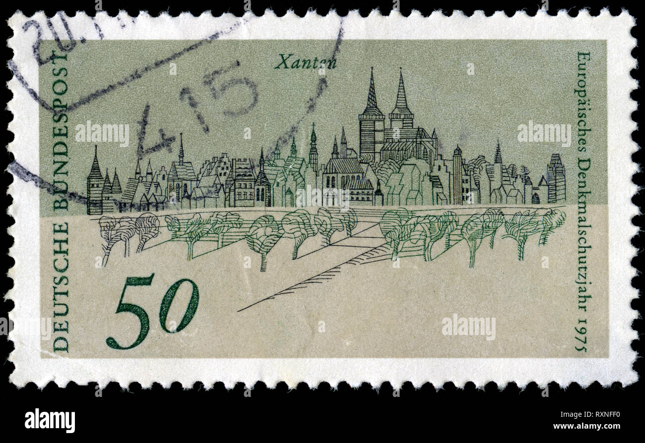 Postage stamp from the Federal Republic of Germany in the European Architectural Heritage Year series issued in 1975 Stock Photo