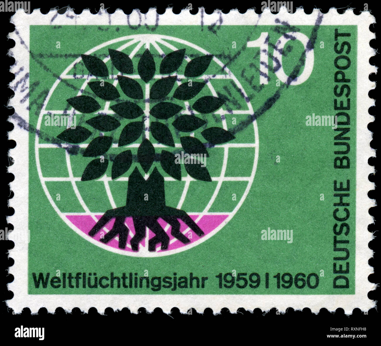 Postage stamp from the Federal Republic of Germany in the World Refugee Year 1959/60 series issued in 1960 Stock Photo