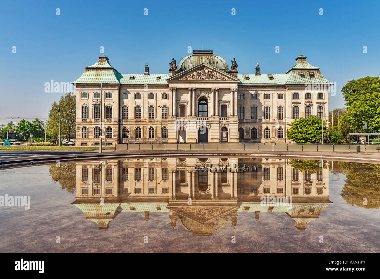 View from Palaisplatz to the Japanese Palace, Dresden, Saxony, Germany, Europe Stock Photo