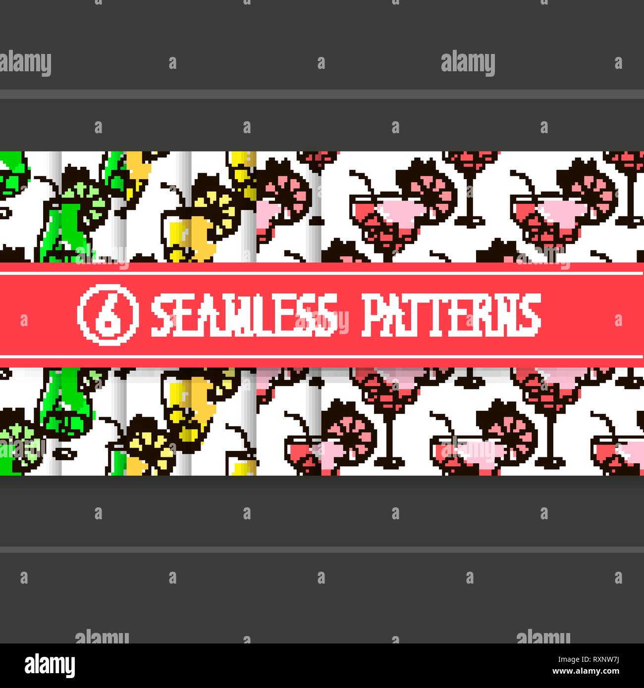Set Of Six Seamless Patterns For Your Products And Business. Vector Illustration Stock Vector