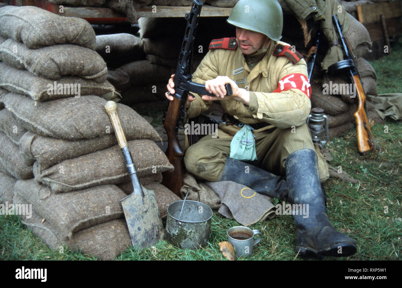 Russian WW2 Soldiers (Reenactors} Stock Photo