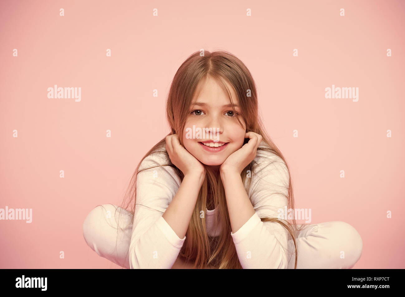 Beauty Look And Hair Care Punchy Pastel Little Girl Smile Pink