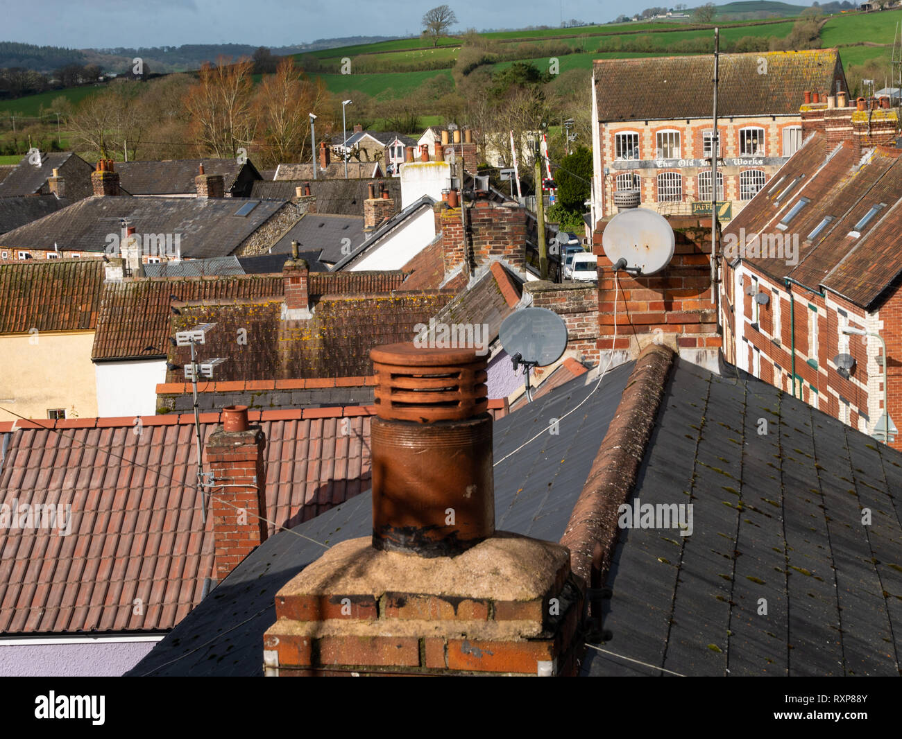 Roof tops, Axminster, Devon UK Stock Photo Alamy