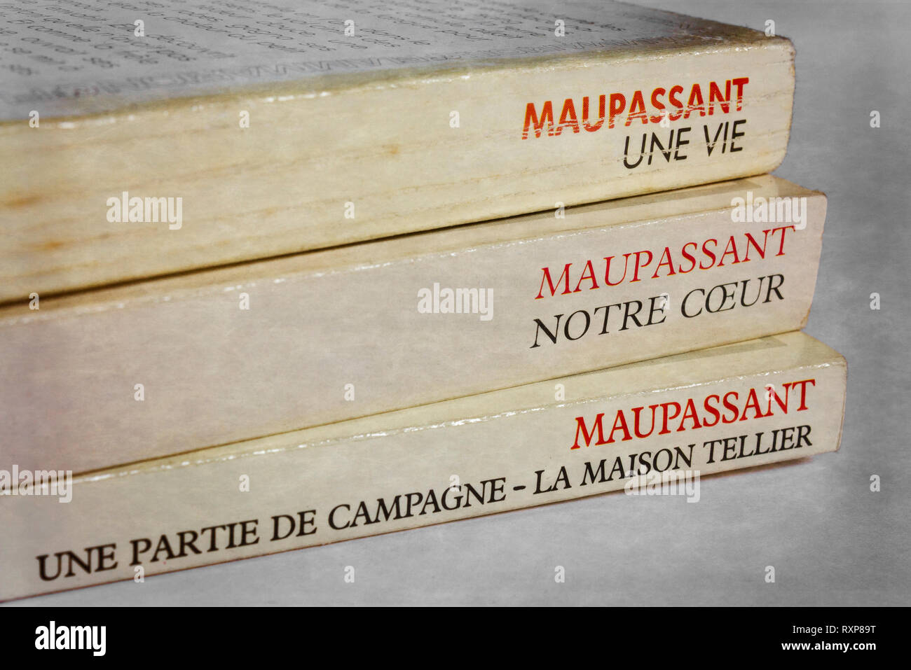 Three French Books By Guy De Maupassant 1850 13 Including Two Novels Top Two Books And Two Short Stories Bottom Book Stock Photo Alamy