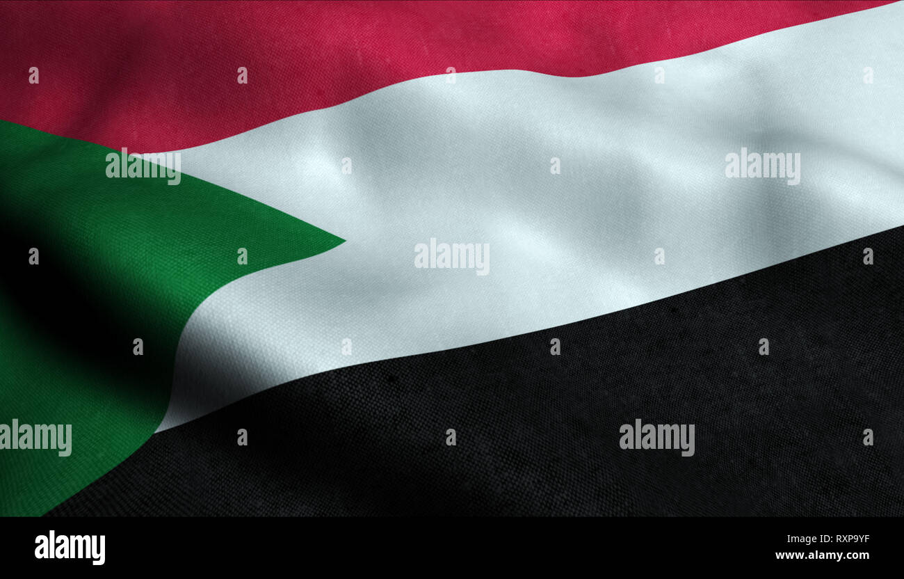Sudan Waving Flag in 3D Stock Photo