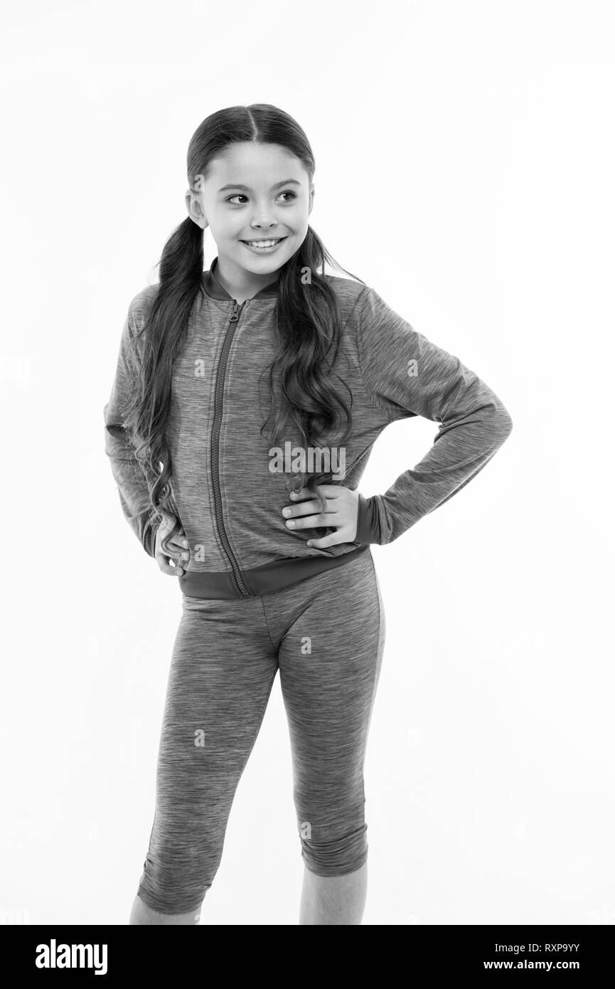 Working Out With Long Hair Girl Cute Kid With Long Ponytails Wear
