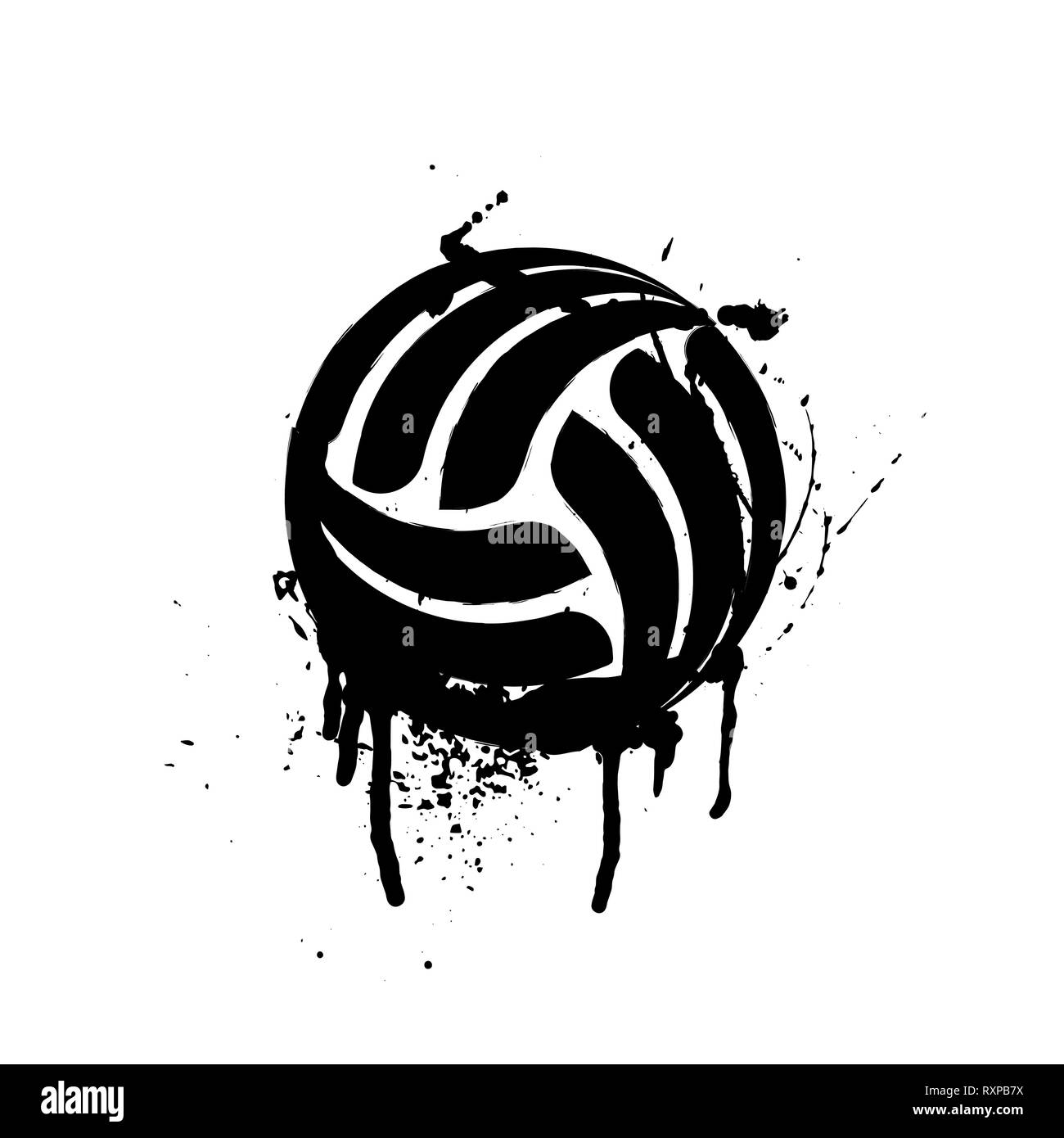 Black grunge volleyball silhouette isolated on white Stock Vector