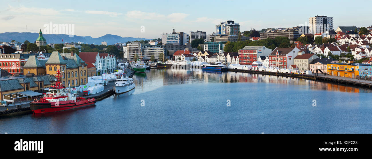 Stavanger Harbour (Vagen) and surrounding waterfront. Together, they make up the city's main tourist district. Stavanger, Norway Stock Photo
