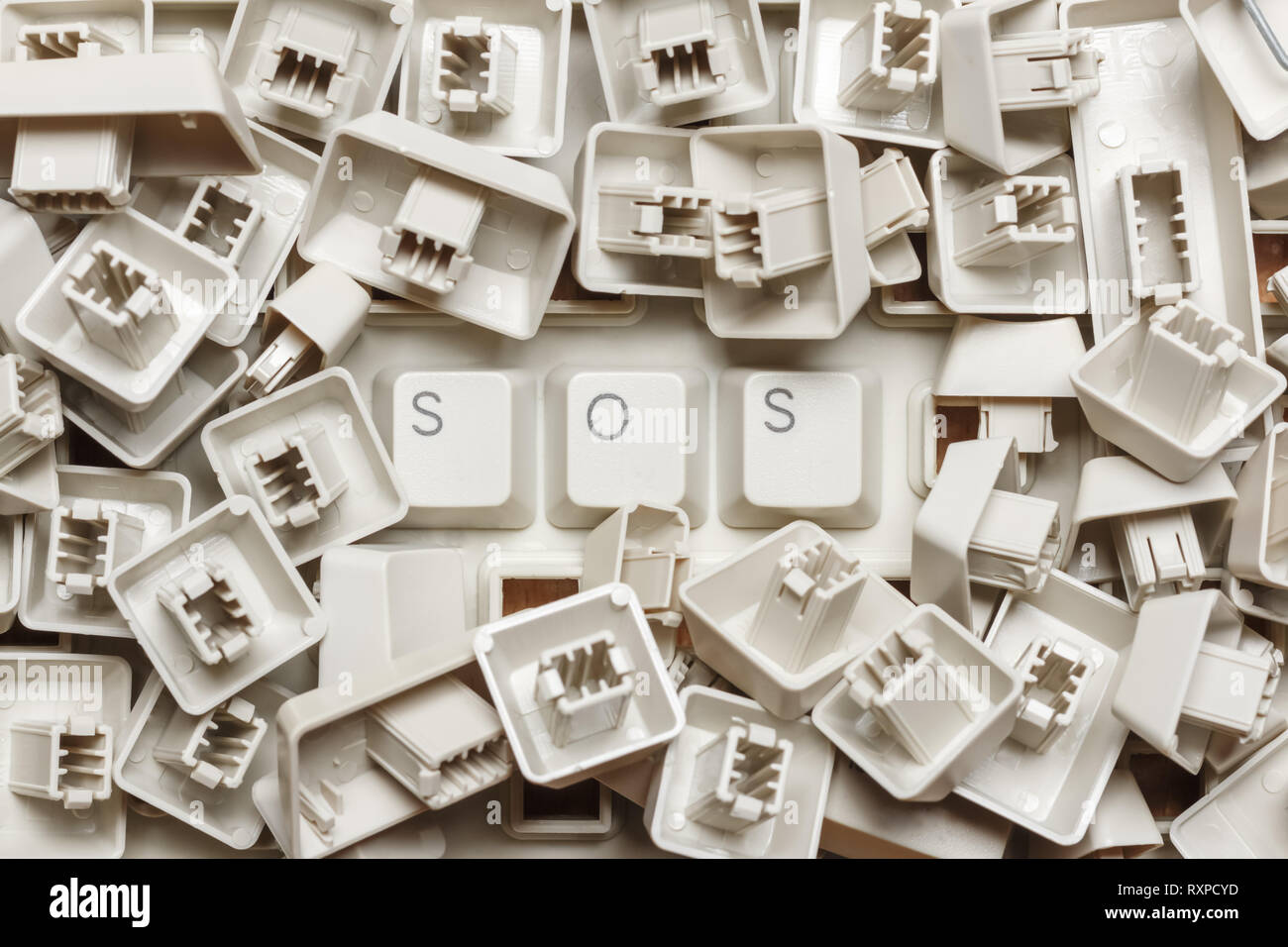 Word sos from a heap of computer keys Stock Photo