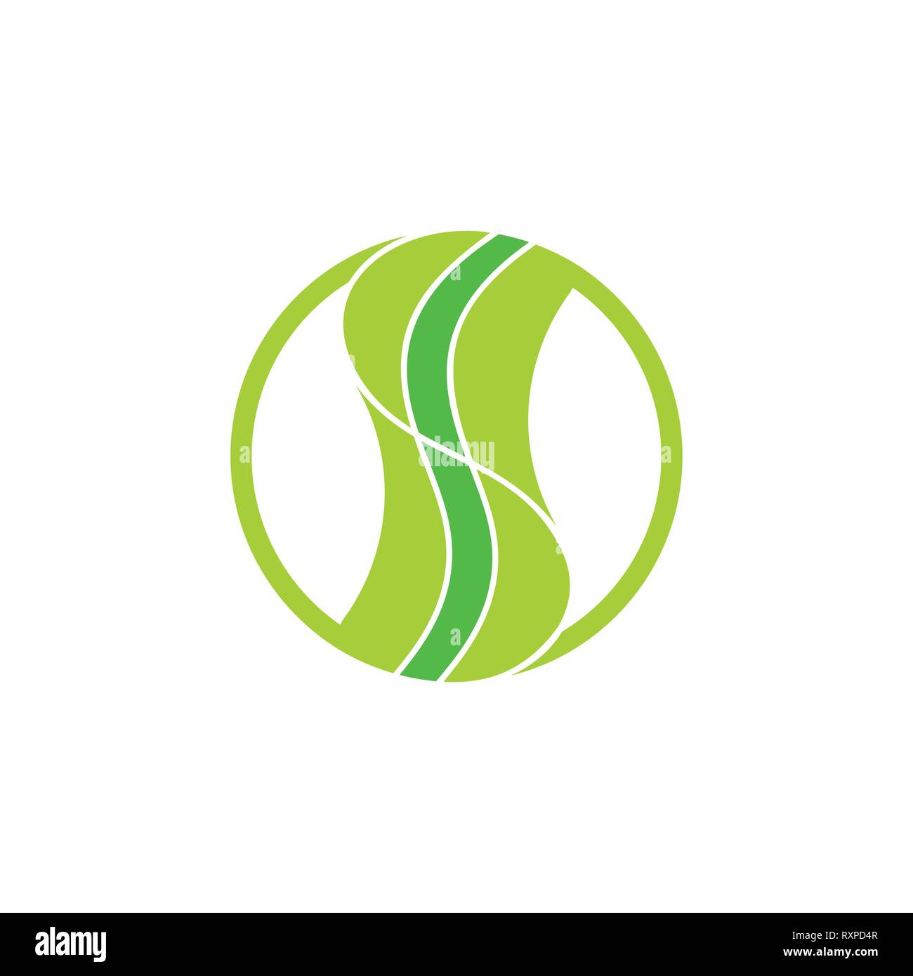 linked green leaf curves design logo vector Stock Vector