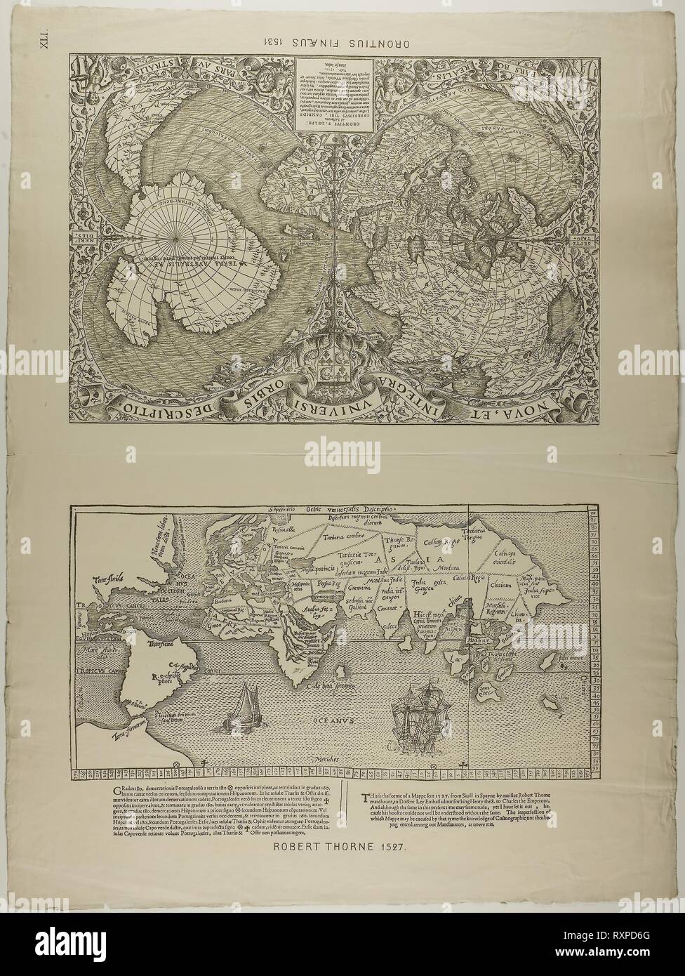 Orontius Finaeus Unknown Artist English 19th Century After A Map Orontius Finaeus Unknown Artist English 19th Century After A Map By Robert Thorne English Active 1527 Date 1889 Dimensions Woodcut In Black On Cream Wove Paper Origin England Museum The Chicago Art Institute RXPD6G 
