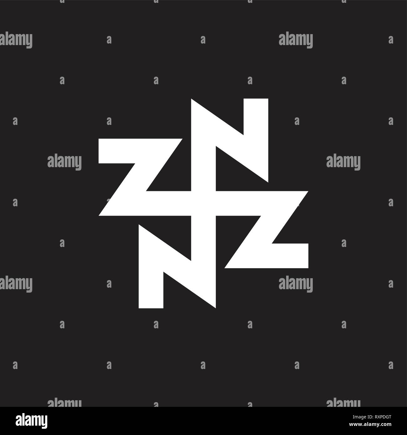 abstract letters zn circle geometric line logo vector Stock Vector