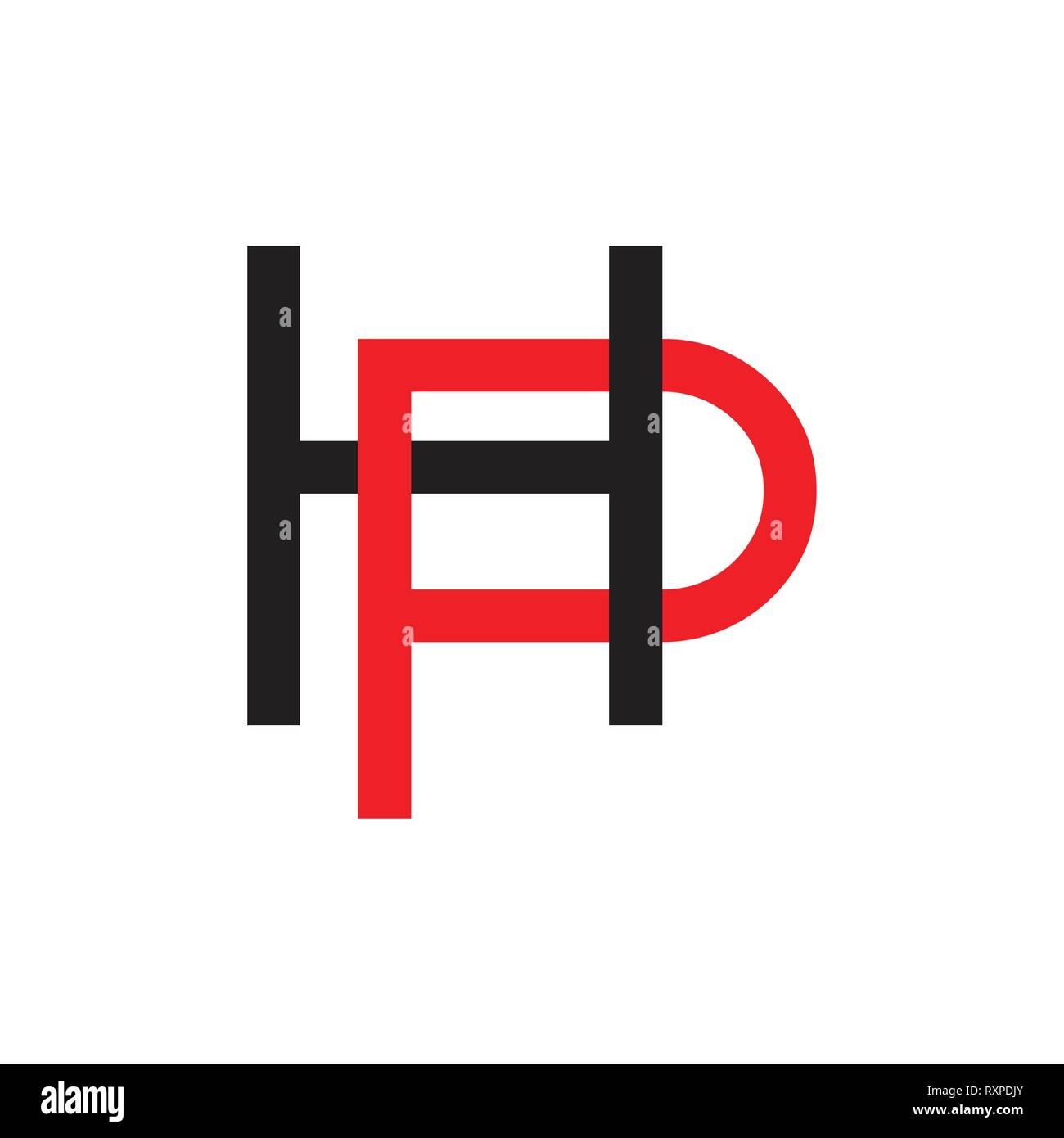 letter hp linked line design geometric logo Stock Vector