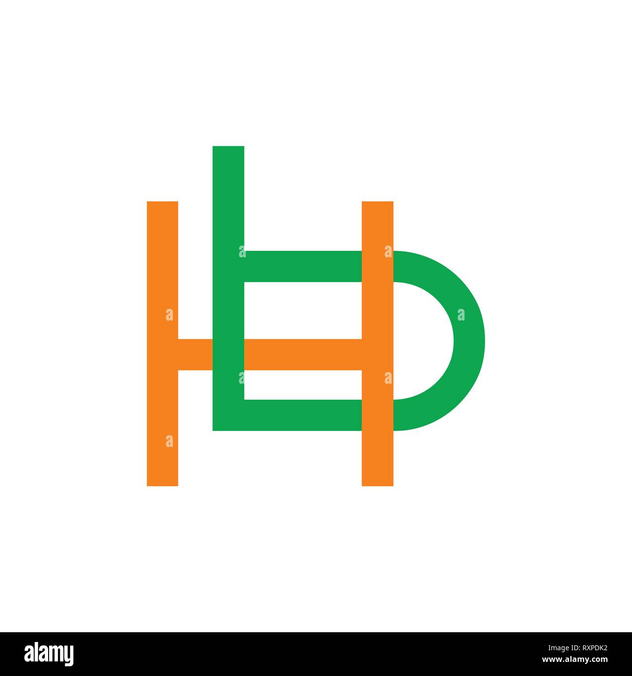 letter hb linked line design geometric logo Stock Vector