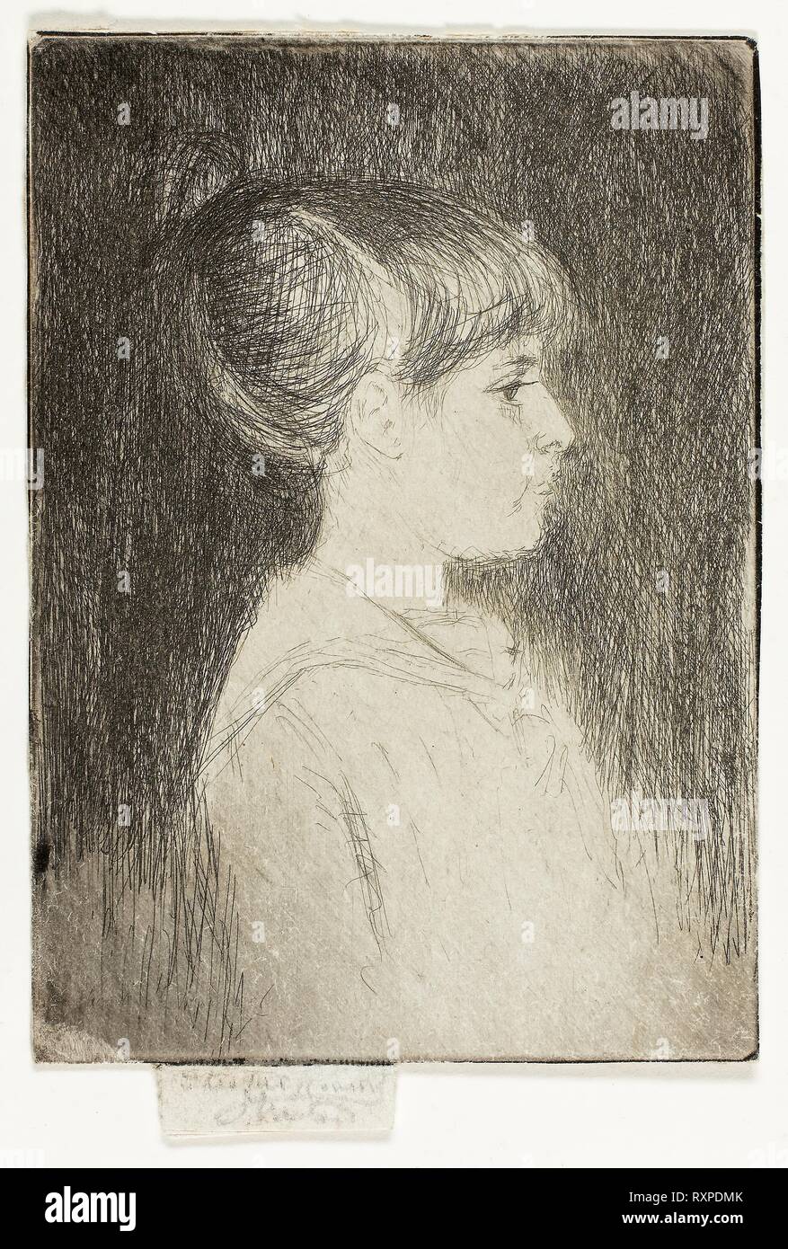 Jeanette, June 1887. Theodore Roussel; French, worked in England, 1847-1926. Date: 1887. Dimensions: 89 × 63 mm (image/plate); 95 × 63 mm (sheet). Etching in black on ivory wove paper. Origin: England. Museum: The Chicago Art Institute. Stock Photo