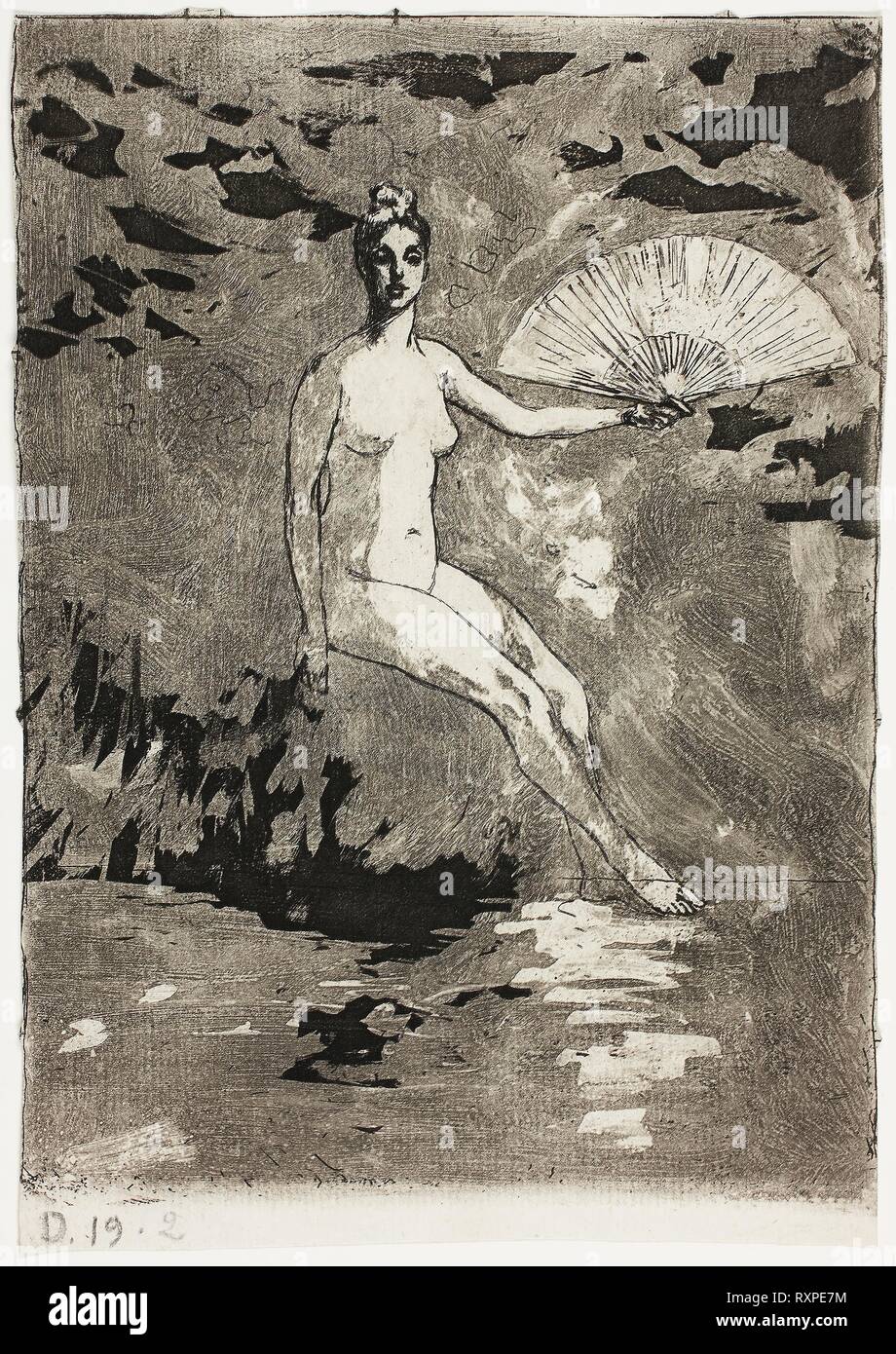 Summer (Color Version). Theodore Roussel; French, worked in England, 1847-1926. Date: 1890-1900. Dimensions: 175 × 124 mm. Etching, aquatint and lavis in gray and black on ivory laid paper. Origin: England. Museum: The Chicago Art Institute. Stock Photo