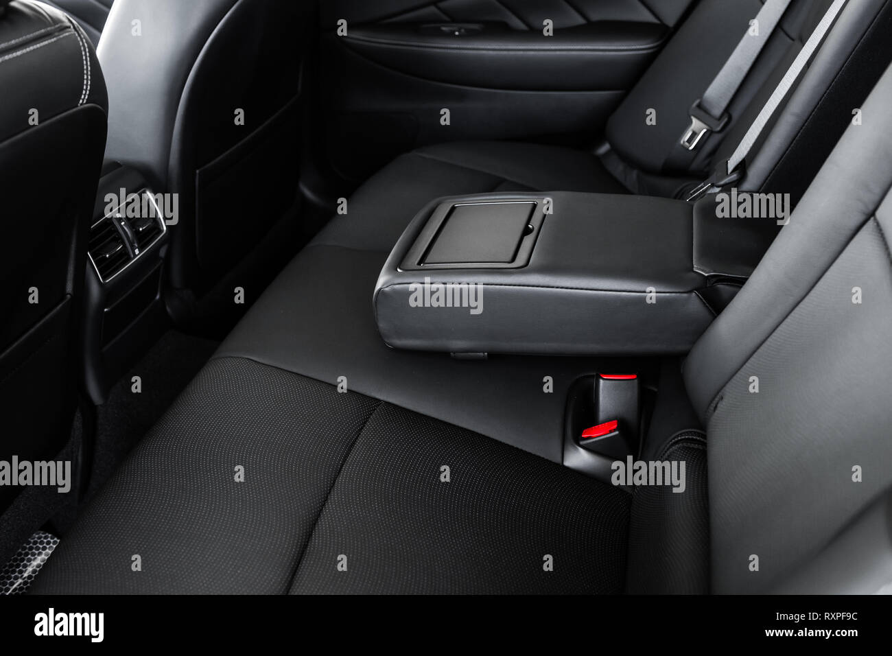 details of the car interior, black leather interior Stock Photo Alamy