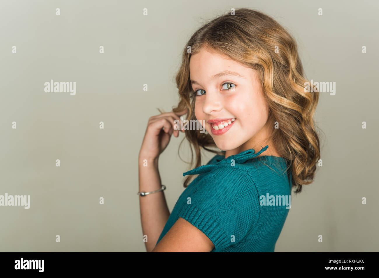 Pretty Little Girl Fashion Concept Smiling Cute Little Girl Stock Photo Alamy