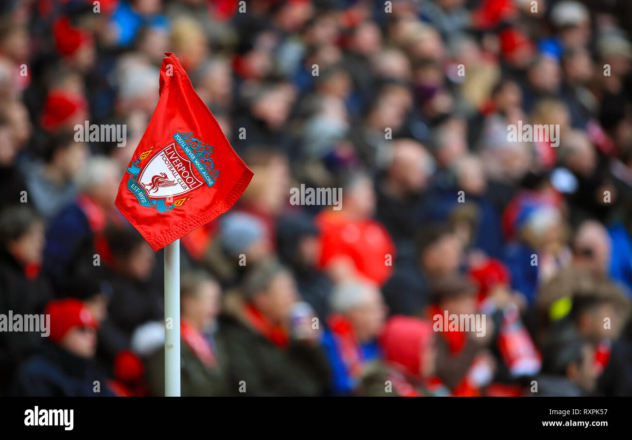 A Liverpool Corner Flag During The Premier League Match At Anfield Liverpool Stock Photo Alamy A Liverpool Corner Flag During The Premier League Match At Anfield Liverpool Stock Photo Alamy