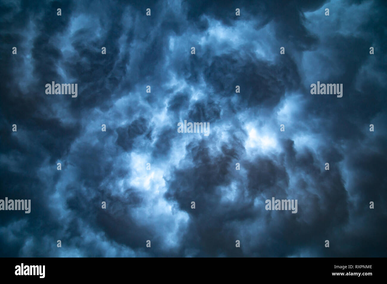 Dramatic stormy cumulonimbus cloud during dangerous storm Stock Photo