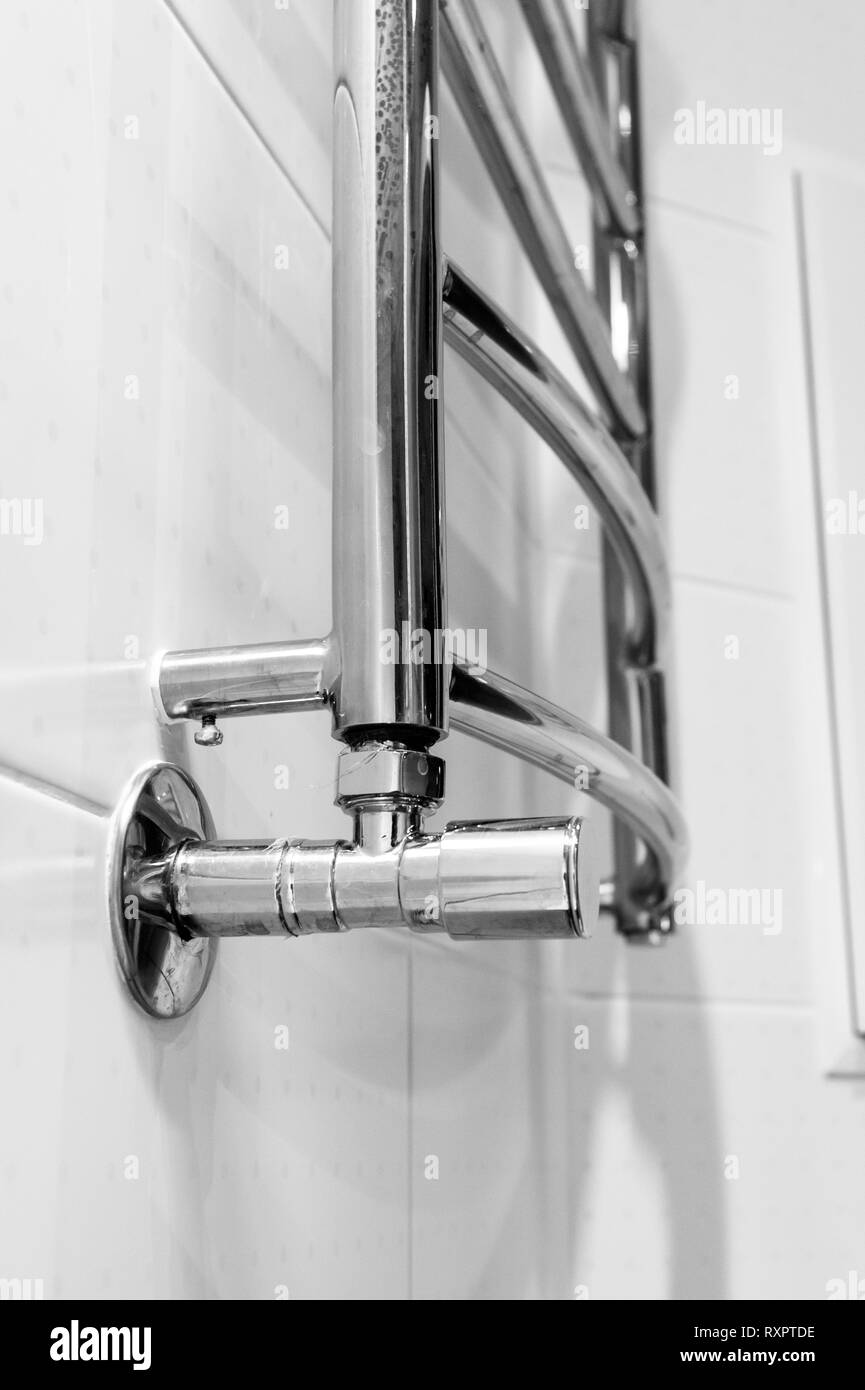 Elements of the bathroom interiormodern design, chrome details, parts